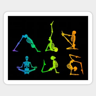 Funny Skeleton Yoga Poses Rainbow Skeleton Fitness Sticker